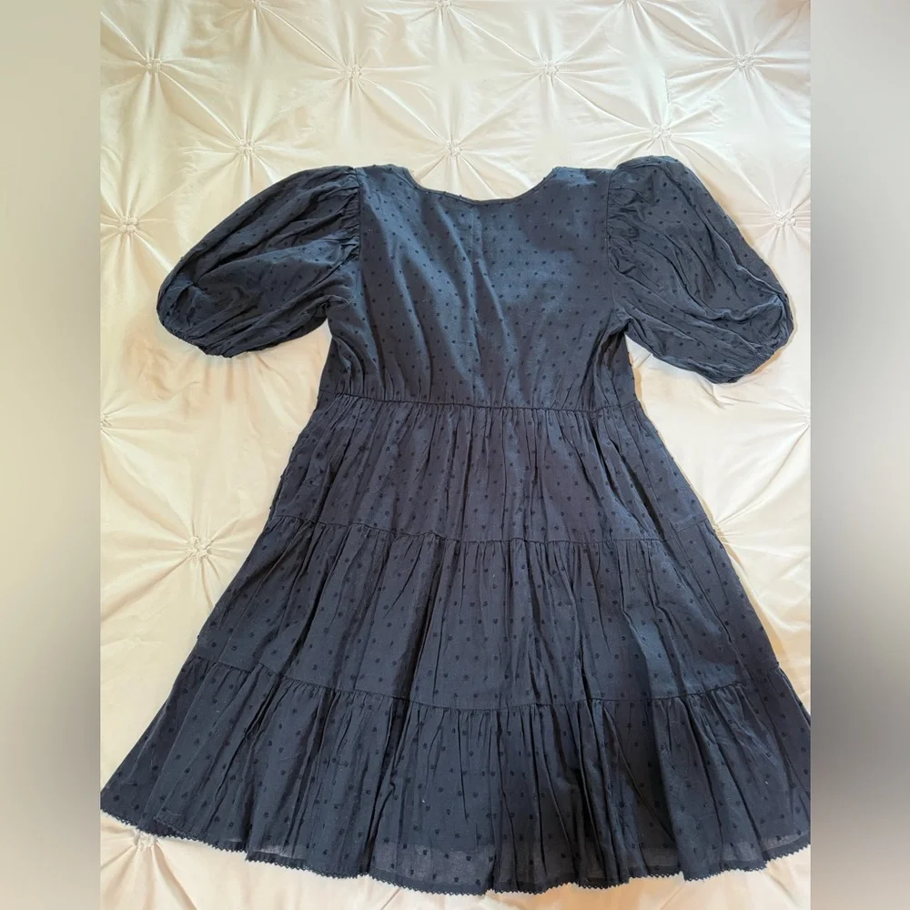 Abercrombie & Fitch Navy V-Neck Swiss Dot Dress NWT - Picture 3 of 3